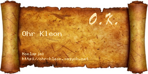 Ohr Kleon névjegykártya
